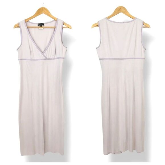 Vintage 90s Bebe Faux Suede V-neck Leather Trim Dress in Purple Frost Size Med - Picture 11 of 11